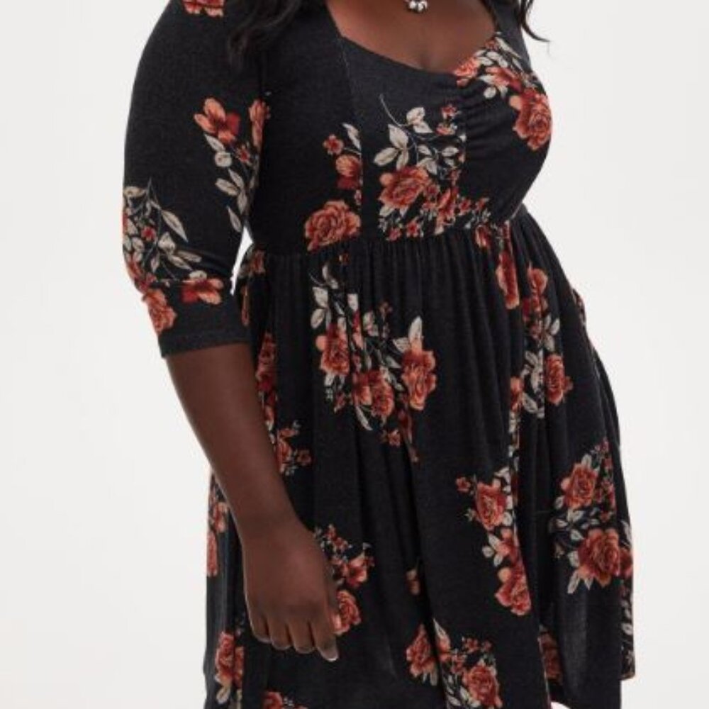Torrid Floral Mini Super Soft Plush Skater Dress